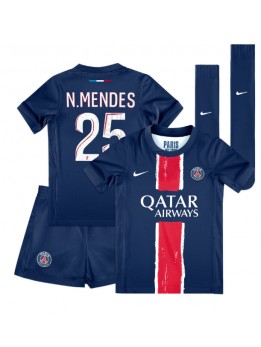 Billige Paris Saint-Germain Nuno Mendes #25 Hjemmedraktsett Barn 2024-25 Kortermet (+ Korte bukser)